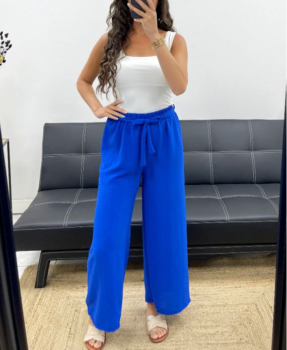 Pantalon ample fluide ceinture à nouer
