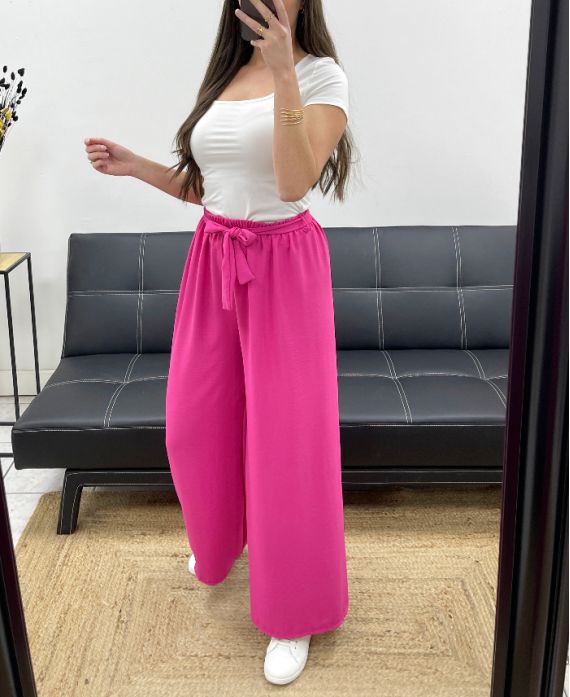 Pantalon ample fluide ceinture à nouer