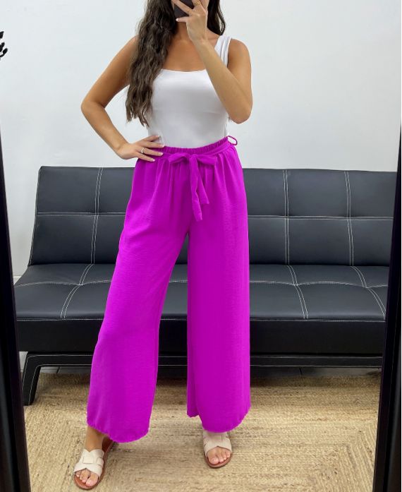 Pantalon ample fluide ceinture à nouer