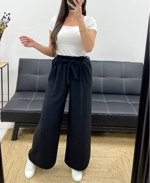 Pantalon ample fluide ceinture à nouer